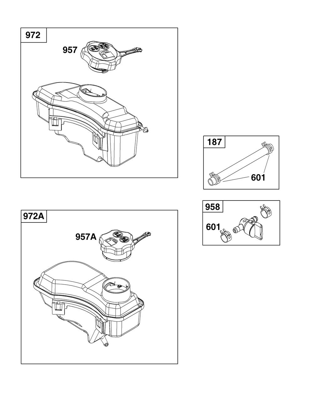 Fuel Supply Group Diagram and Parts List for 123P02-0097-F1 100000 - 19Z999 Briggs and Stratton Engine